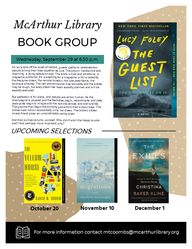 Library Book Discussion Group Book List - McArthur Public Library
